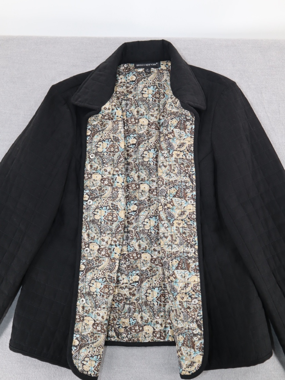 Quilted Black Jacket with Paisley Lining